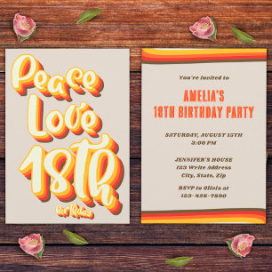 Vrede Liefde Retro Groovy Zonsondergang Grijs 18e Kaart