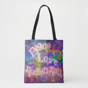 Vrede, Liefde & Rock 'n Roll Helder Boho Hippie Draagtas