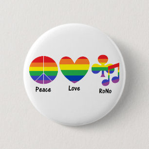 Vrede, liefde, RoNo Pin Ronde Button 5,7 Cm