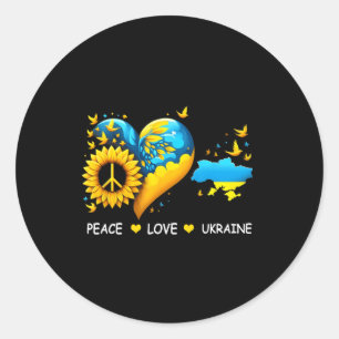 Vrede Liefde S Oekraine Vredes Teken Zonnebloem Vl Ronde Sticker