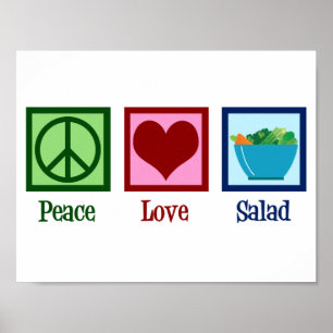 Vrede Liefde Salades Schattige Saladebar Poster