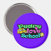 Vrede, Liefde, School; Retro Magneet (Voorkant / Achterkant)