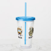 Vrede, liefde, schoolbus acryl drinkbeker (Rechts)