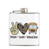 Vrede, liefde, schoolbus heupfles (Voorkant)