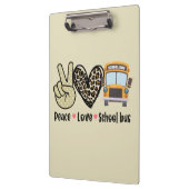 Vrede, liefde, schoolbus klembord (Links)