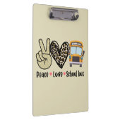 Vrede, liefde, schoolbus klembord (Rechts)