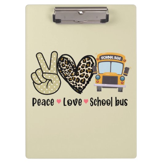 Vrede, liefde, schoolbus klembord (Voorkant)