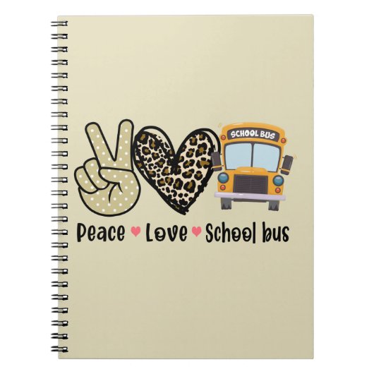 Vrede, liefde, schoolbus notitieboek (Voorkant)