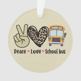 Vrede, liefde, schoolbus ornament