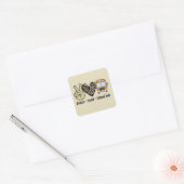 Vrede, liefde, schoolbus vierkante sticker (Envelop)