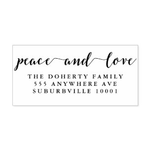 Vrede & Liefde Script Return Adres Houten Stempel