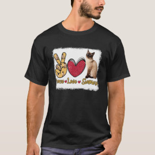 Vrede Liefde Siamese Kat  Eigenaar Gebleekte Man V T-shirt