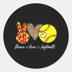 Vrede Liefde Softbal Leopard Softball Speler Meisj Ronde Sticker