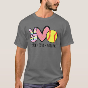 Vrede Liefde Softbal Schattig Ontwerp Voor Vrouwen T-shirt