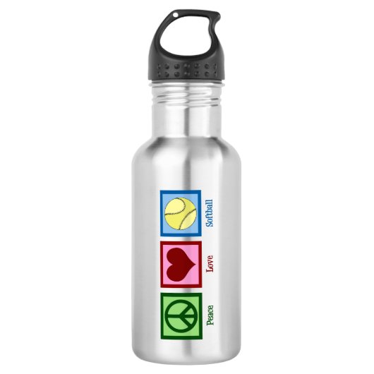 Vrede Liefde Softbal Waterfles (Voorkant)