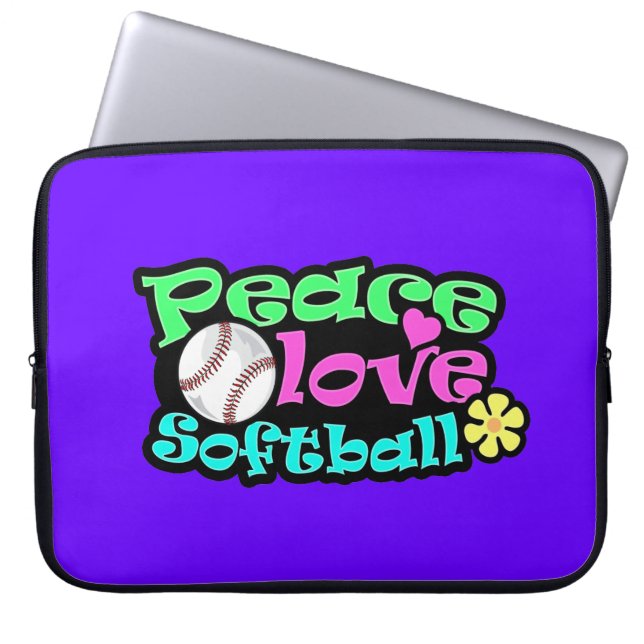 Vrede, liefde, Softball Laptop Sleeve (Voorkant)