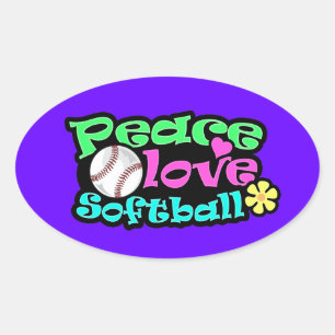 Vrede, liefde, Softball Ovale Sticker