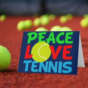 Vrede Liefde Tennis Schattig Blauw Kerstmis Feestdagen Kaart