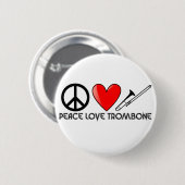 Vrede, liefde, trombone ronde button 5,7 cm (Voorkant /achterkant)