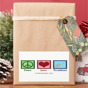 Vrede Liefde Trombone Speler Schattige Custom Rechthoekige Sticker