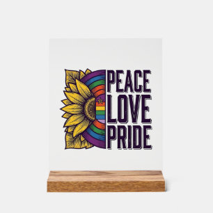 Vrede Liefde Trots Vintage Bloem Vector T-shirt_1 Acryl Bord