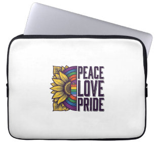 Vrede Liefde Trots Vintage Bloem Vector T-shirt_1 Laptop Sleeve