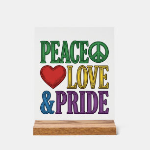Vrede Liefde Trots Vintage Gravure Vector Design_1 Acryl Bord