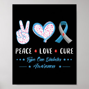 Vrede Liefde Type Eén Diabetes Bewustzijn Mannen V Poster