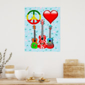 Vrede Liefde Ukuleles Poster (Keuken)
