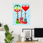Vrede Liefde Ukuleles Poster (Thuiskantoor)