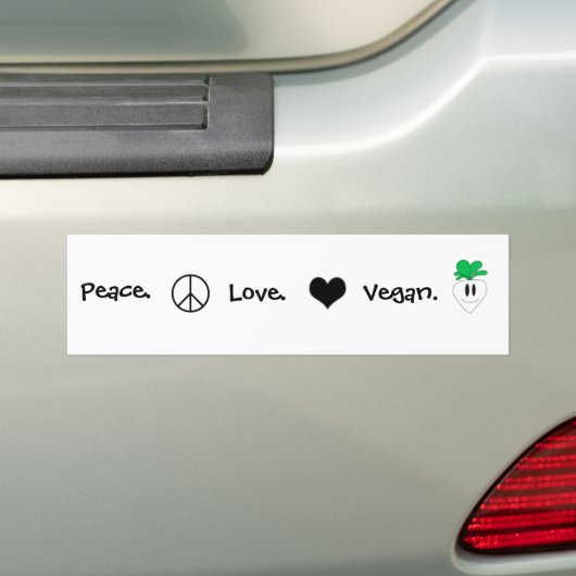 Vrede, liefde, Vegan Bumpersticker (Op auto)