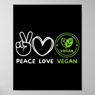 Vrede liefde vegan retro vegan liefhebber vegan et poster