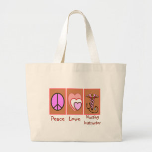 "Vrede, liefde, verpleegkundigen" Geschenken Grote Tote Bag