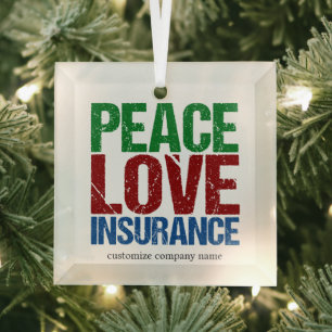 Vrede Liefde Verzekering Douane Bedrijf Kerstmis Glas Ornament