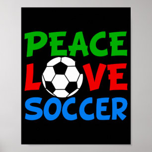 Vrede Liefde Voetbal Schattige Kinderen T-shirt Poster