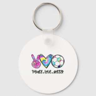 Vrede Liefde Voetbal Tie Dye Schattig Voetbal Lief Sleutelhanger