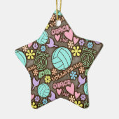 Vrede, liefde, volleybal keramisch ornament (Links)
