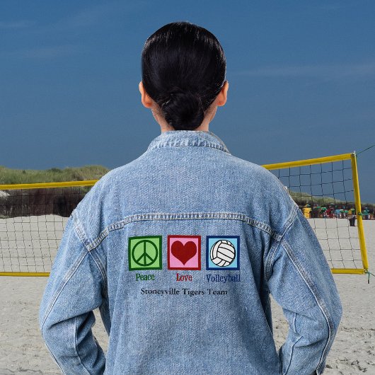 Vrede Liefde Volleybalspeler Schattige Aangepast T Denim Jacket
