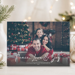 Vrede Liefde Vreugde Aangepaste Familie Foto Kerst Feestdagenkaart