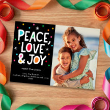 Vrede Liefde Vreugde Eén Foto Kerstkaart