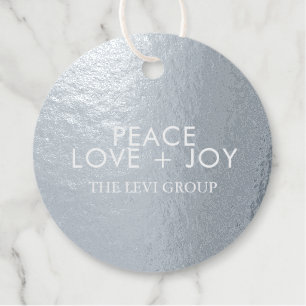 Vrede Liefde Vreugde Elegante Kerstmis Cirkel Zilv Bedankjes Labels