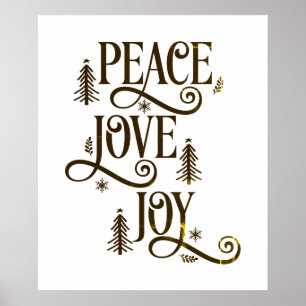 Vrede Liefde Vreugde in Goud Rustieke Typografie Poster