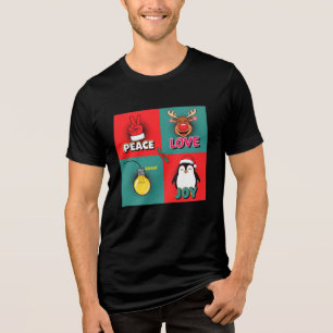 Vrede Liefde Vreugde Kerst Pop Art Tri-Blend Shirt