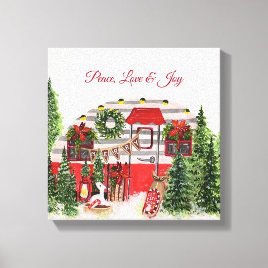 Vrede Liefde & Vreugde Kerstmis Camper Canvas Afdruk (Voorkant)