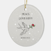 Vrede Liefde Vreugde Kerstmis Geloof Vogel Bessen Keramisch Ornament (Links)