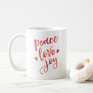 Vrede liefde vreugde Kerstmis typografie mok