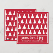 Vrede Liefde Vreugde Modern Rood Witte Boom Patroo Feestdagenkaart (Voorkant / Achterkant)