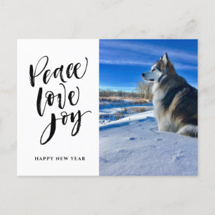 Vrede Liefde Vreugde Nieuw Jaar Modern Schrift F Feestdagenkaart