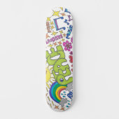 Vrede, liefde, vreugde. Retro 1960s hippy vibe. Skateboard (Voorkant)