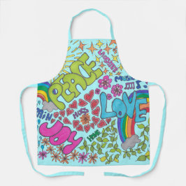 Vrede, liefde, vreugde. Retro ontwerp, jaren '60,  Schort